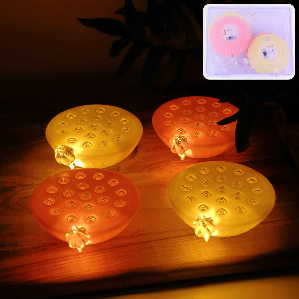 Set Of 4 Lotus Canopy Led Decorative Lamps