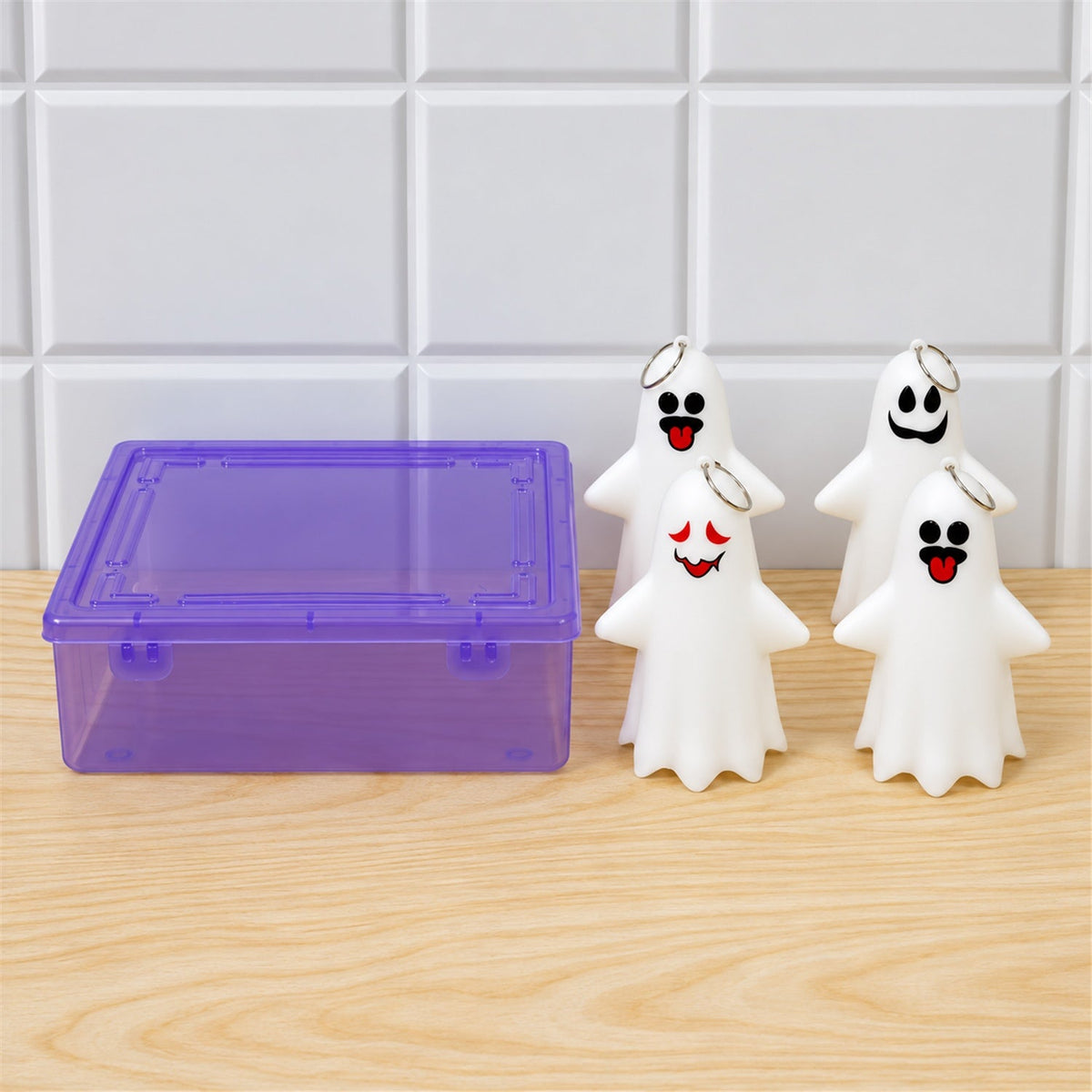 Cute Ghost Led Night Lamps With Hanging Rings For Halloween Decor (4 Pc Set)