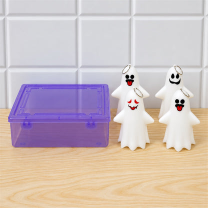 Cute Ghost Led Night Lamps With Hanging Rings For Halloween Decor (4 Pc Set)