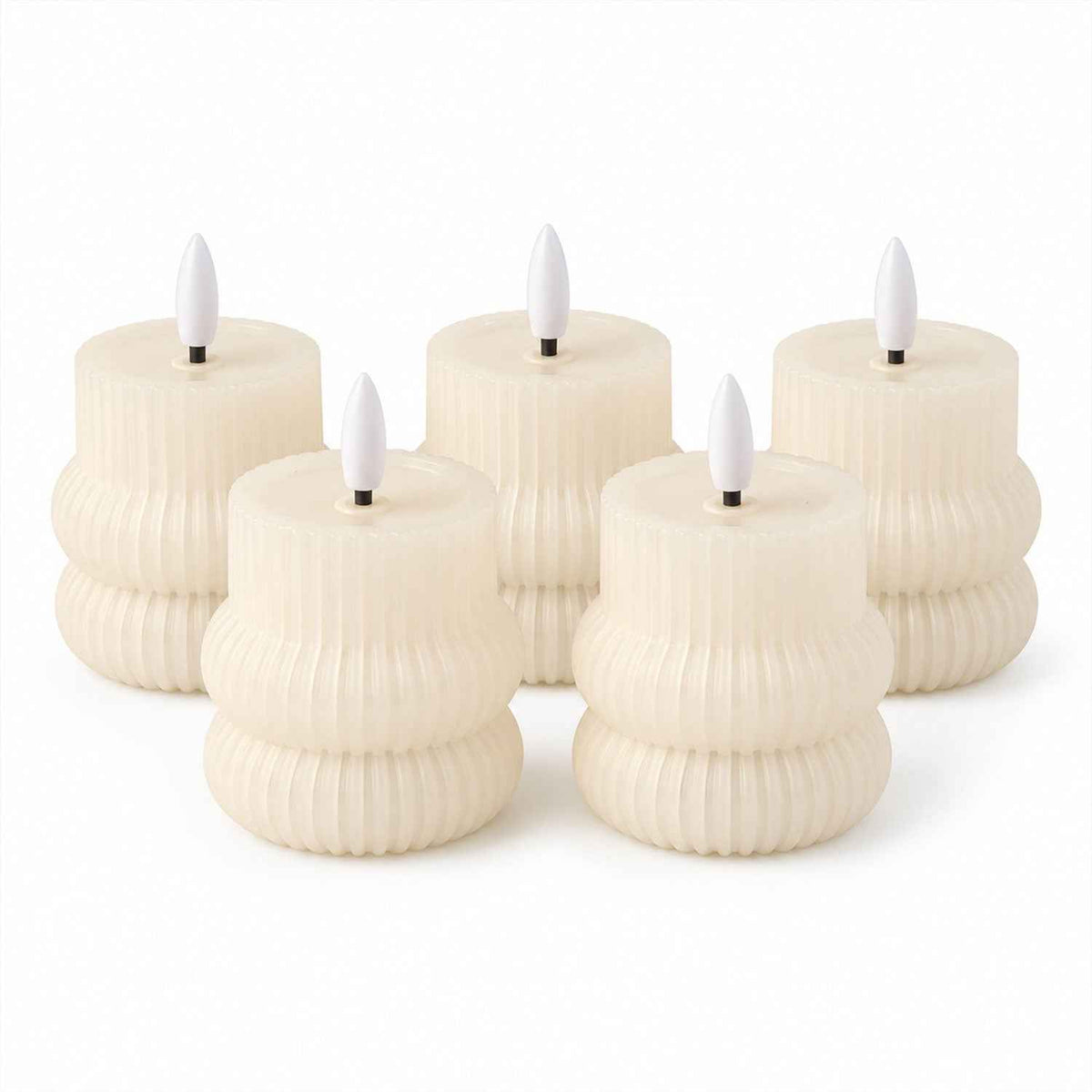 Ribbed Flameless Led Candle For Table And Home Decoration (5 Pc)