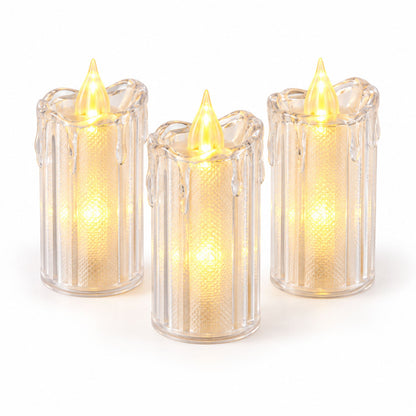 Decorative Flameless Led Candles With Warm Glow For Home And Events (3 Pc Set)