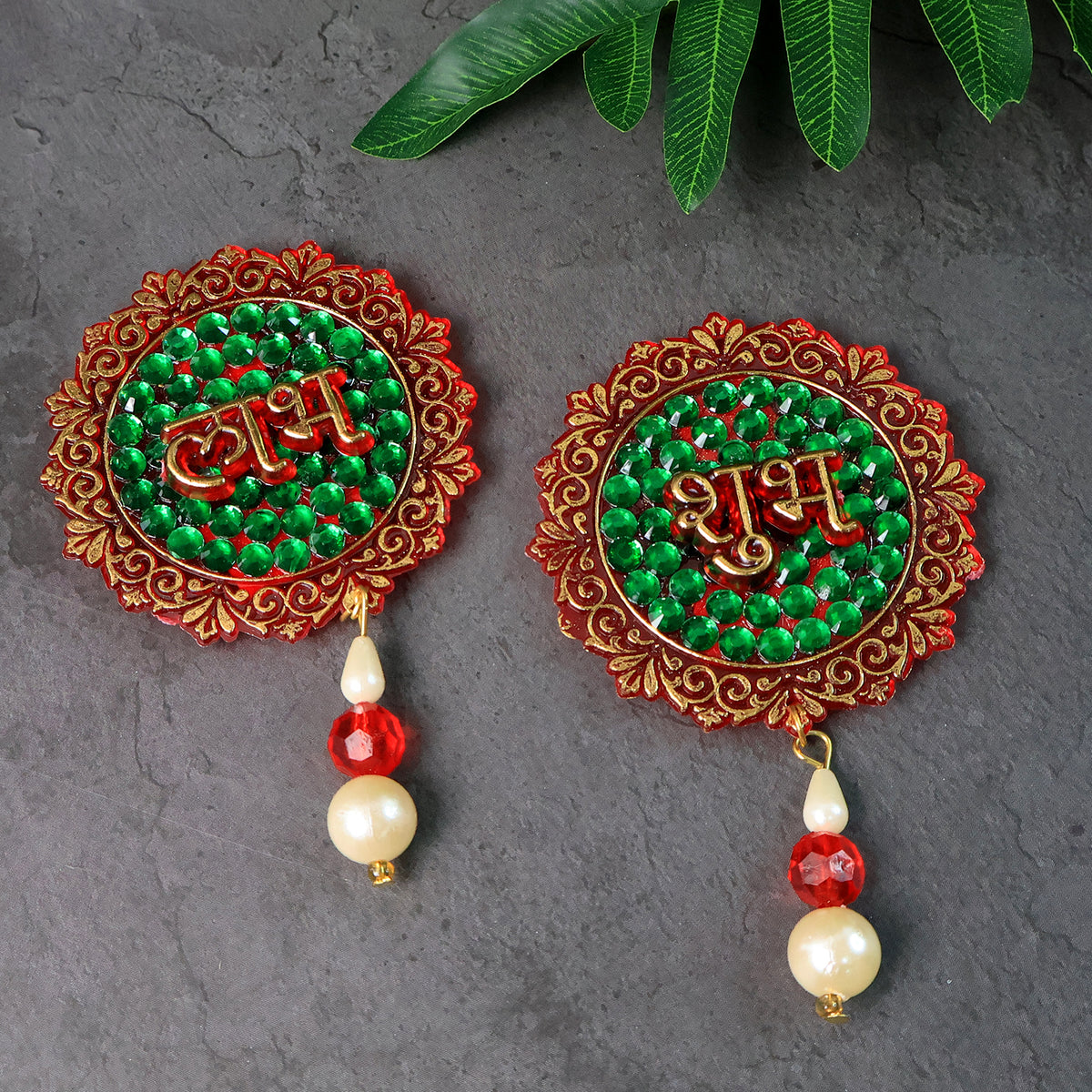Shubh Labh Beaded Decorative Door Hanging (2 Pc)