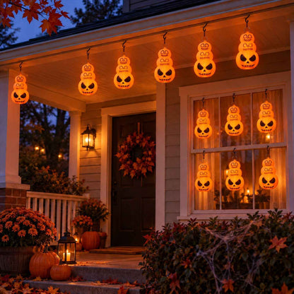 Halloween Three Tier Pumpkin Led Lights For Hanging And Table Decor (12 Pc Set)