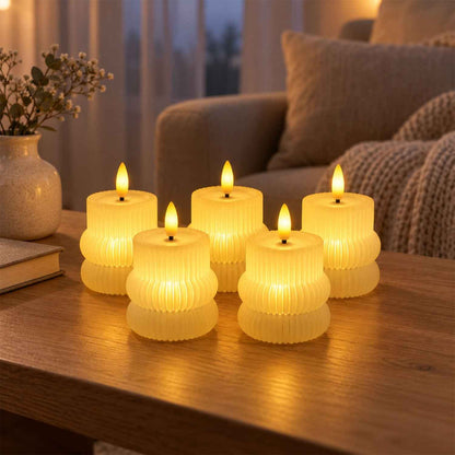 Ribbed Flameless Led Candle For Table And Home Decoration (5 Pc)