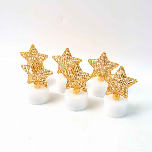 Set Of 6 Decorative Led Star Candles