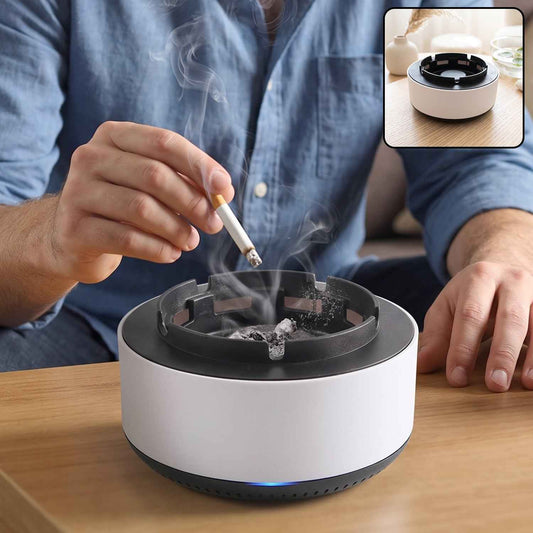 Smokeless Ashtray With Air Purifier And Push Down Lid For Home Office (1 Pc)