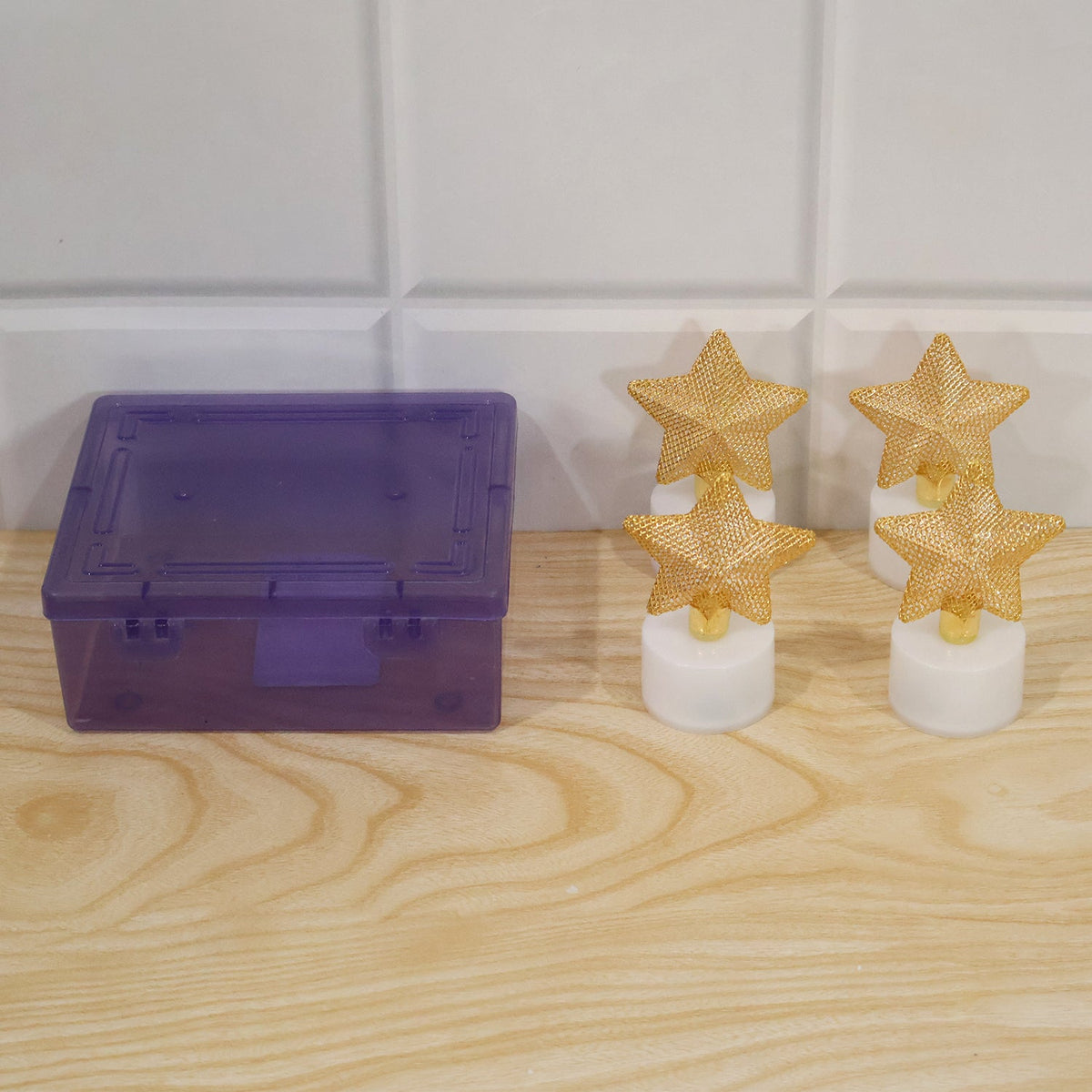 Golden Star Flameless Led Candles For Festive Table And Home Decor (4 Pc Set)