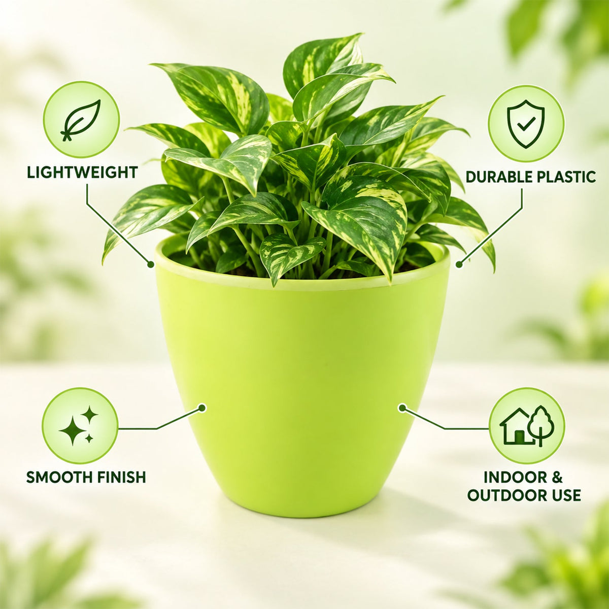 Decorative Plastic Flower Pot With Smooth Finish For Indoor And Outdoor Plants