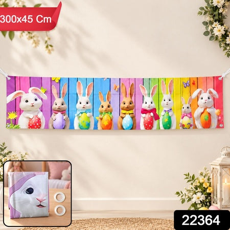 Easter Bunny And Egg Backdrop Curtain For Party Wall And Photo Decor (300x45 Cm)