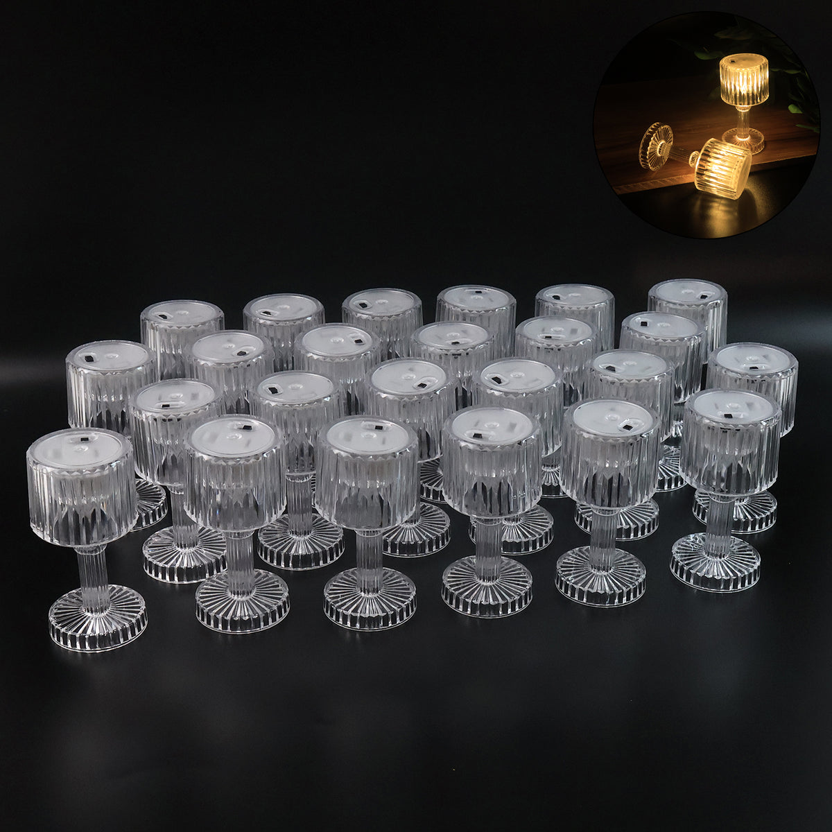 Set Of 24 Led Crystal-effect Table Lamps