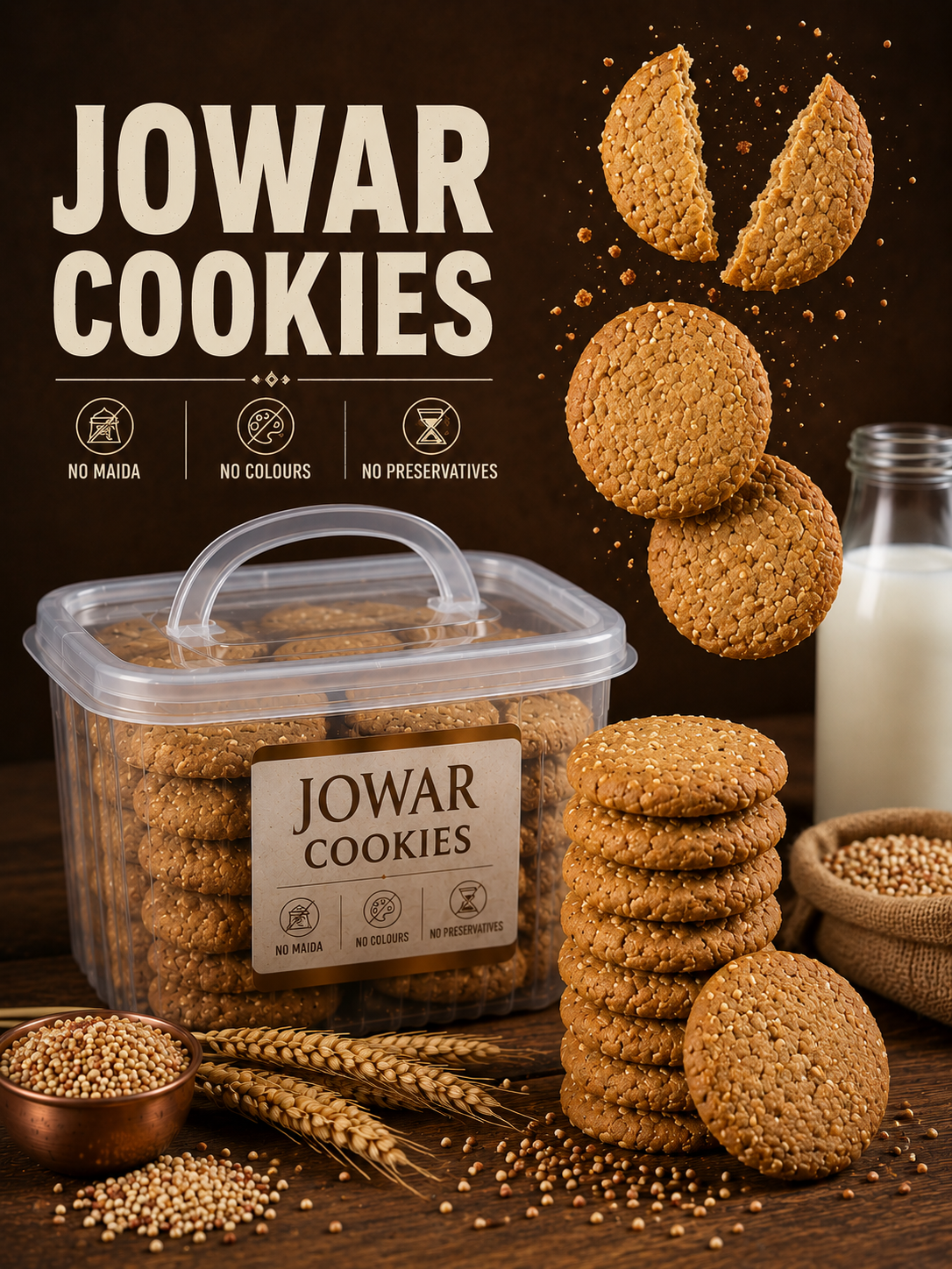 Sorghum (Jowar) Millet Cookies 160g (Pack of 2)