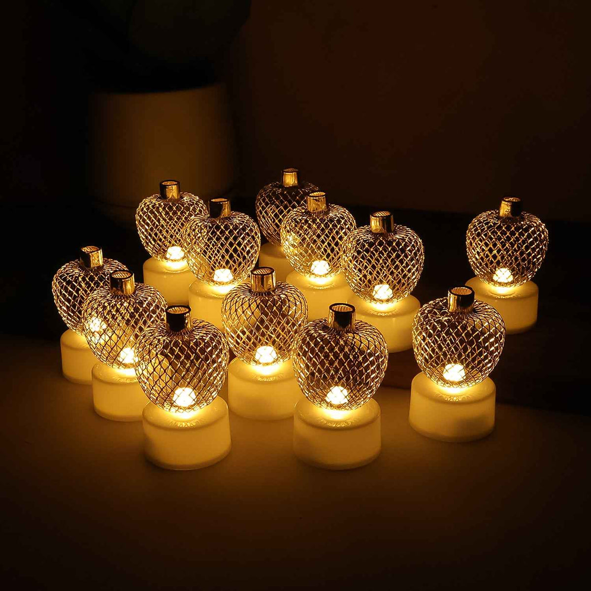 Decorative Apple Shape Led Tealight Candles (12 Pc)