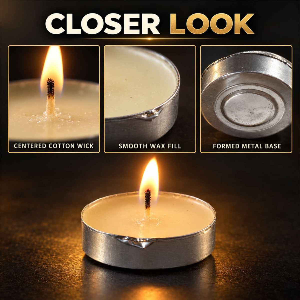 Decorative Wax Tealight Candles For Home Party And Wedding Decor (24 Pc Set)