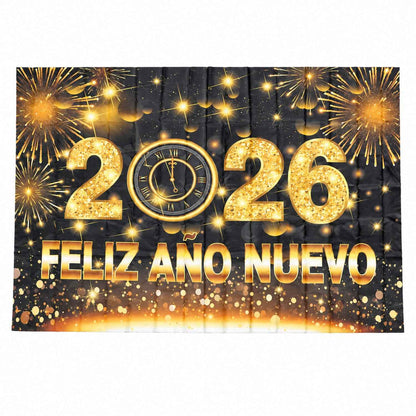 2026 New Year Feliz Ao Nuevo Backdrop Curtain For Party Wall Decor (180x120 Cm)