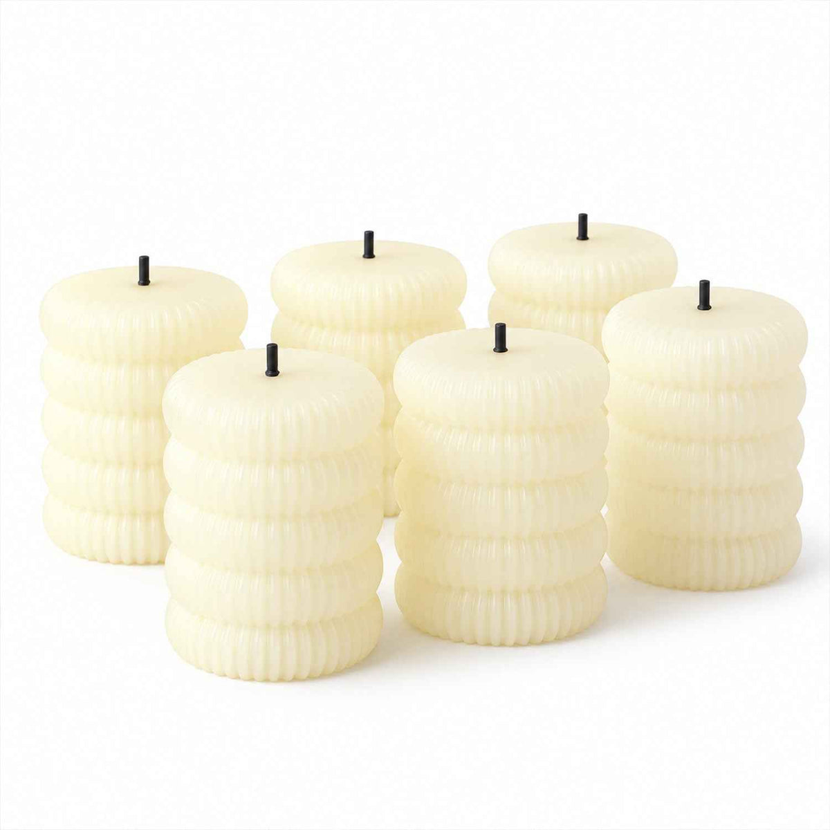 Ribbed Flameless Led Tealight Candles For Festive Tabletop Decor (6 Pc Set)