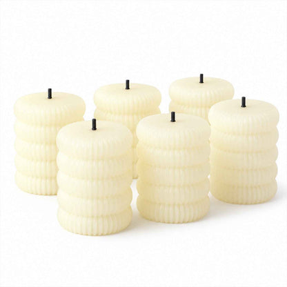 Ribbed Flameless Led Tealight Candles For Festive Tabletop Decor (6 Pc Set)