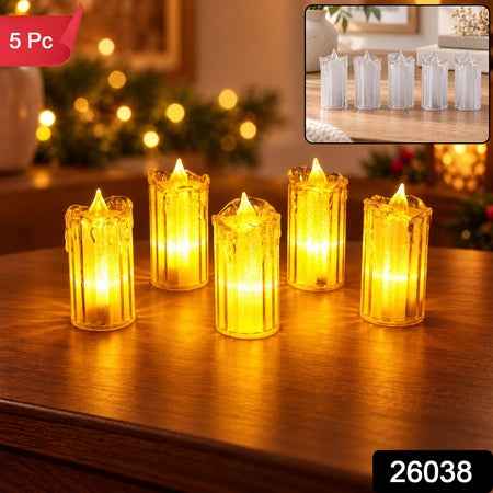 Decorative Flameless Led Candles For Festive Home And Table Decor (5 Pc Set)