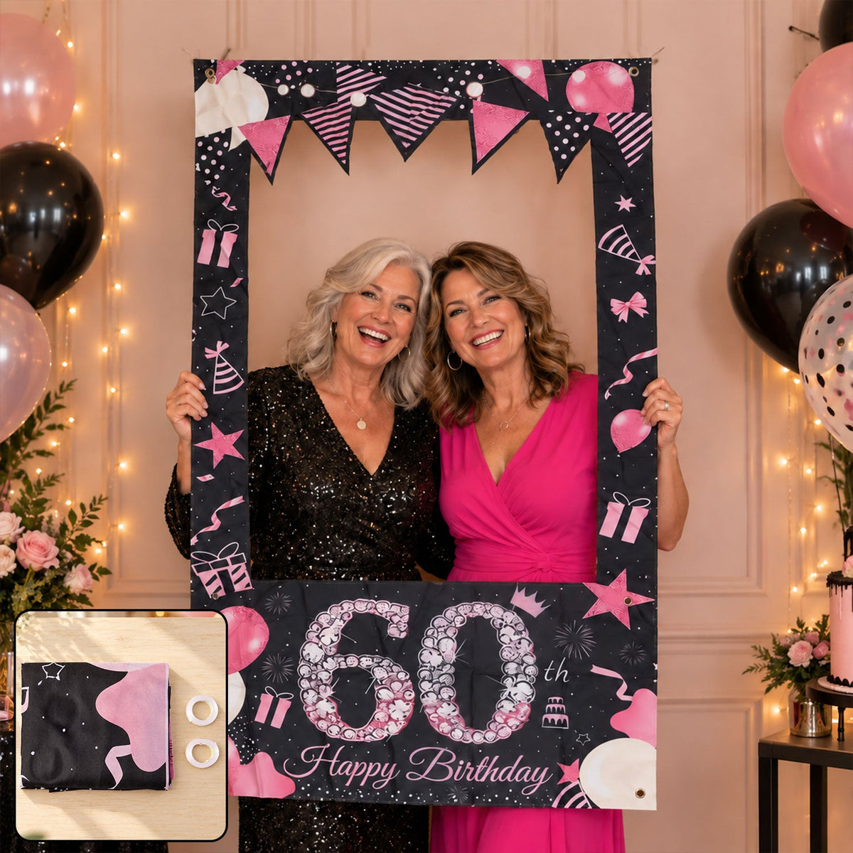 Birthday Photo Booth Backdrop Curtain For Birthday Party Decor (90x180 Cm)