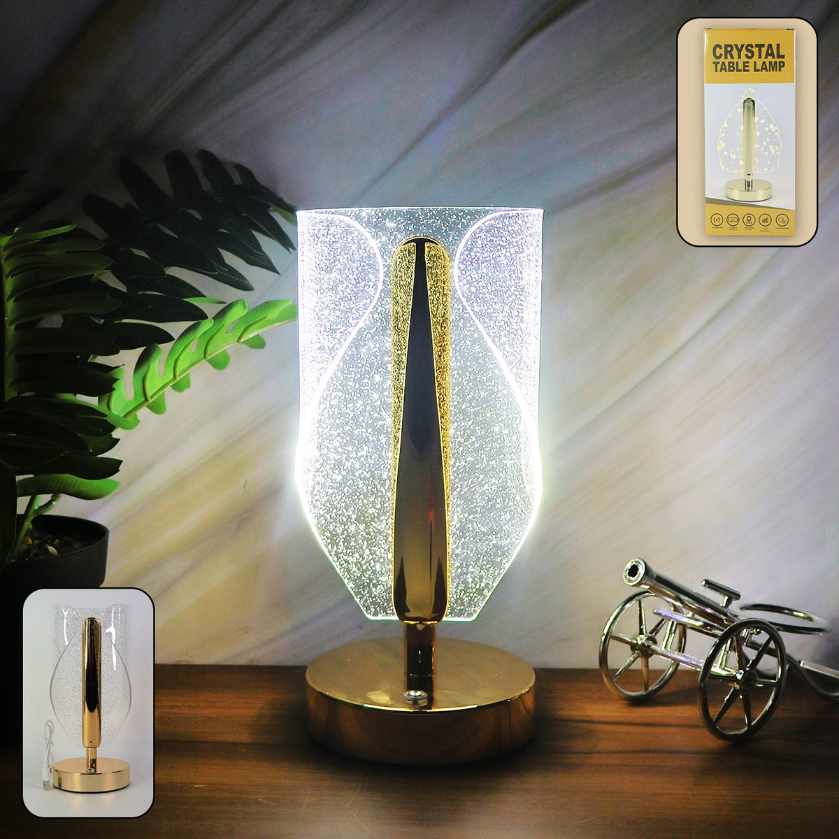 Luxury Crystal Table Lamp With Usb Charging (1 Pc)