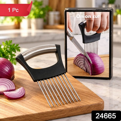 Onion Slicing Holder With Stainless Steel Prongs For Vegetable Preparation (1 Pc)