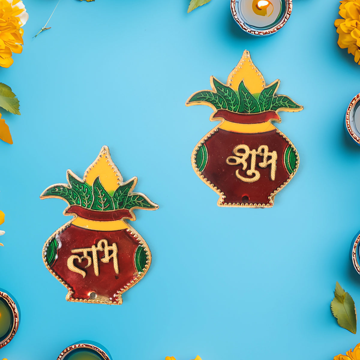 Shubh Labh Kalash Shaped Wall Hangings (2 Pc)