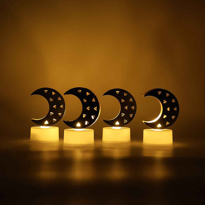 Decorative Moon Shaped Flameless Led Candles (4 Pc)
