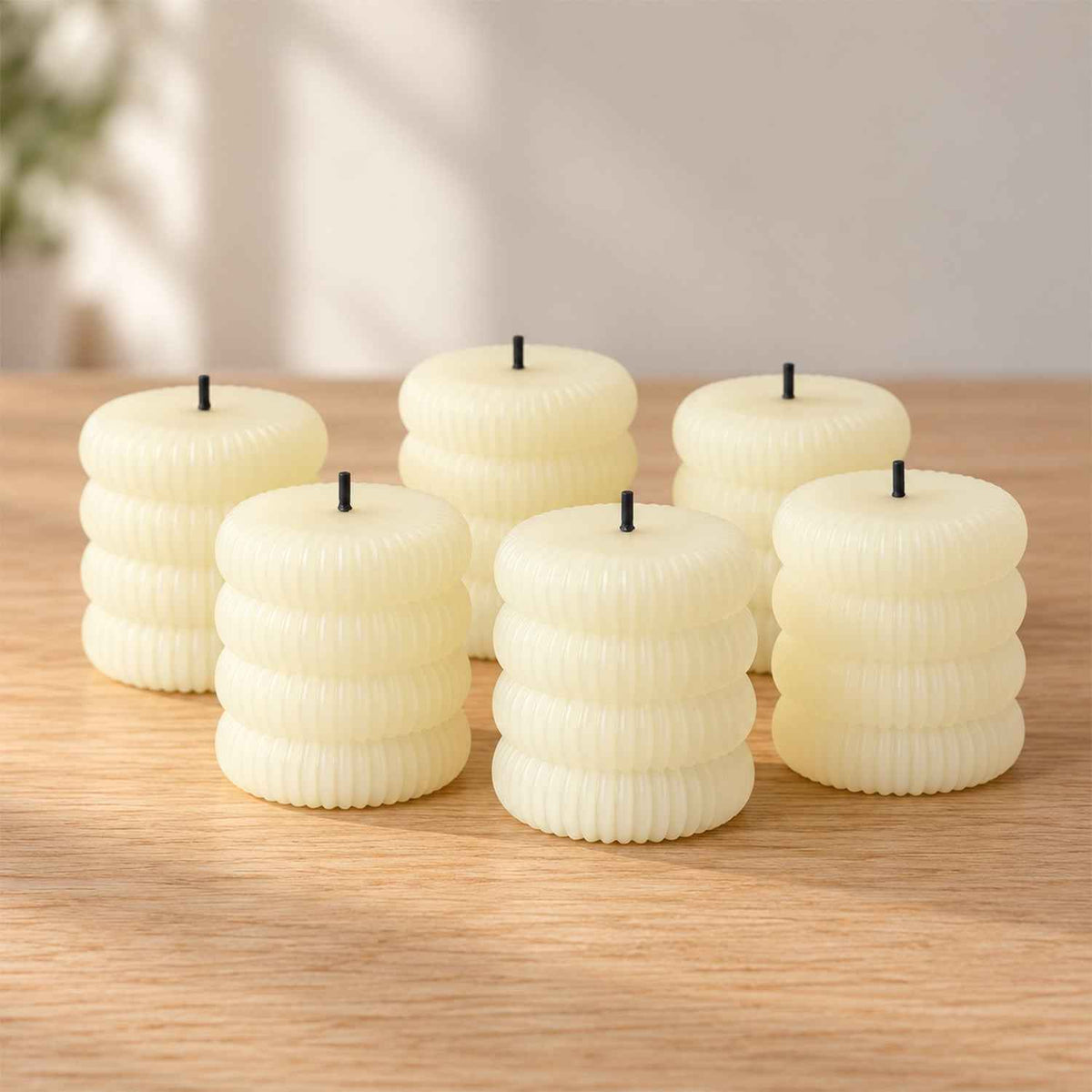 Ribbed Flameless Led Tealight Candles For Festive Tabletop Decor (6 Pc Set)