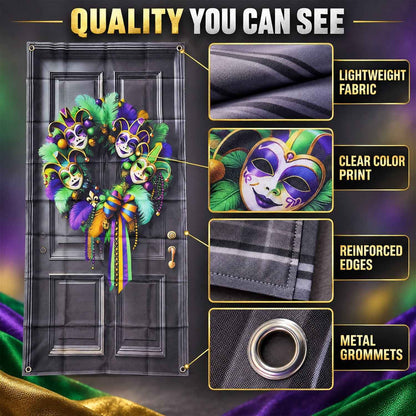 Masquerade Wreath Door Print Backdrop Curtain For Party Decoration (120x60 Cm)