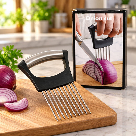 Onion Slicing Holder With Stainless Steel Prongs For Vegetable Preparation (1 Pc)