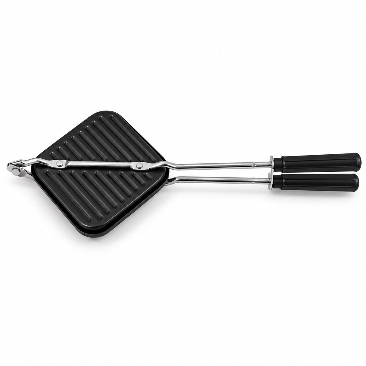 Non-stick Stovetop Sandwich Maker With Ridged Grill Plates And Long Handles (1 Pc)