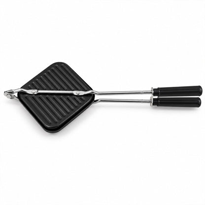 Non-stick Stovetop Sandwich Maker With Ridged Grill Plates And Long Handles (1 Pc)