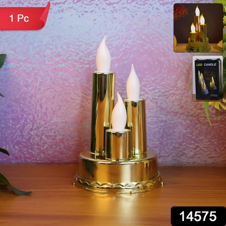 Led Flameless Candle Lamp With Triple Candle Design (1 Pc)
