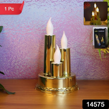 Led Flameless Candle Lamp With Triple Candle Design (1 Pc)