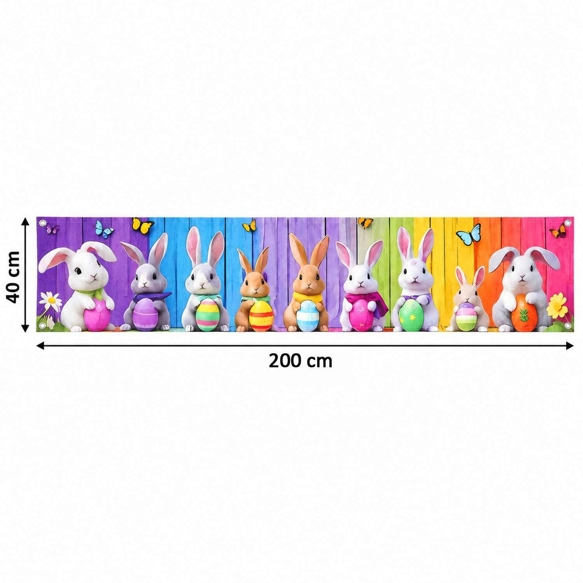 Easter Bunny And Egg Decoration Backdrop Curtain For Walls And Porch (200x40 Cm)