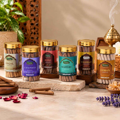 Assorted Fragrance Dhoop Sticks Jar Combo For Daily Puja (6 In 1 100 Gm Each)