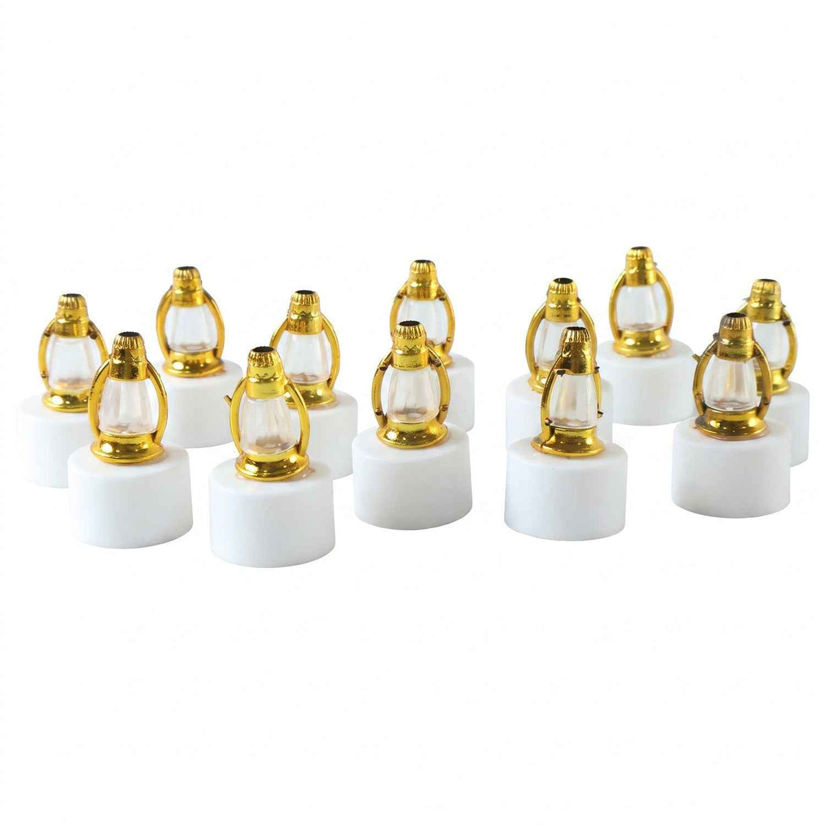 Golden Lantern Led Decorative Candle Lamps For Home And Diwali Decor (12 Pc Set)