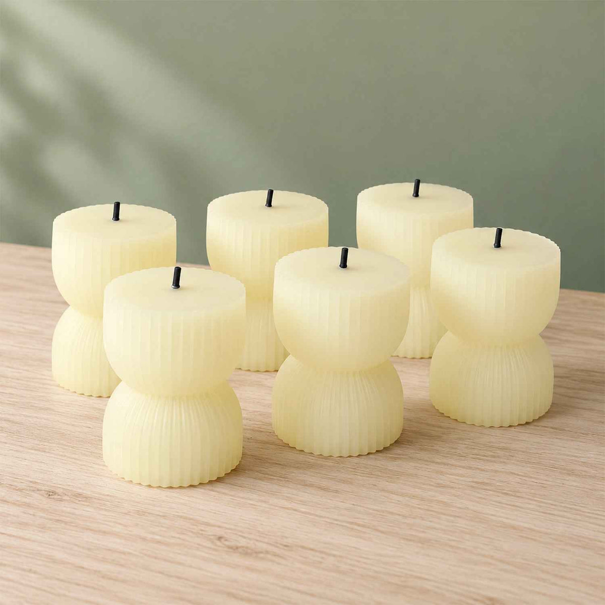 Hourglass Ribbed Flameless Led Candles For Festive Home Decor (6 Pc Set)