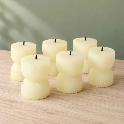 Hourglass Ribbed Flameless Led Candles For Festive Home Decor (6 Pc Set)