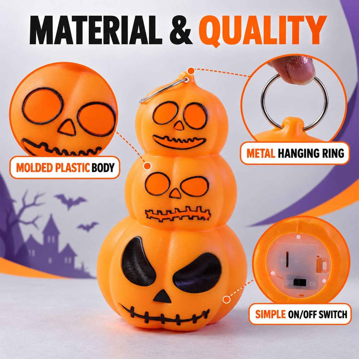Halloween 3 Layer Pumpkin Led Hanging Lights For Party Home Decor (4 Pc Set)