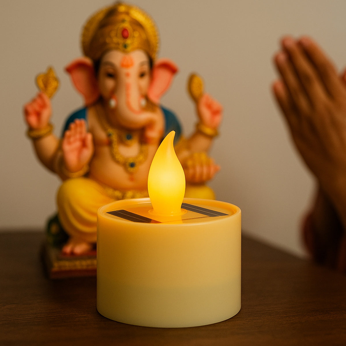 Solar Powered Led Flameless Candle Light (1 Pc)