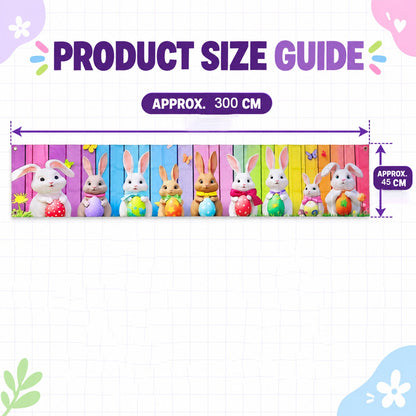 Easter Bunny And Egg Backdrop Curtain For Party Wall And Photo Decor (300x45 Cm)