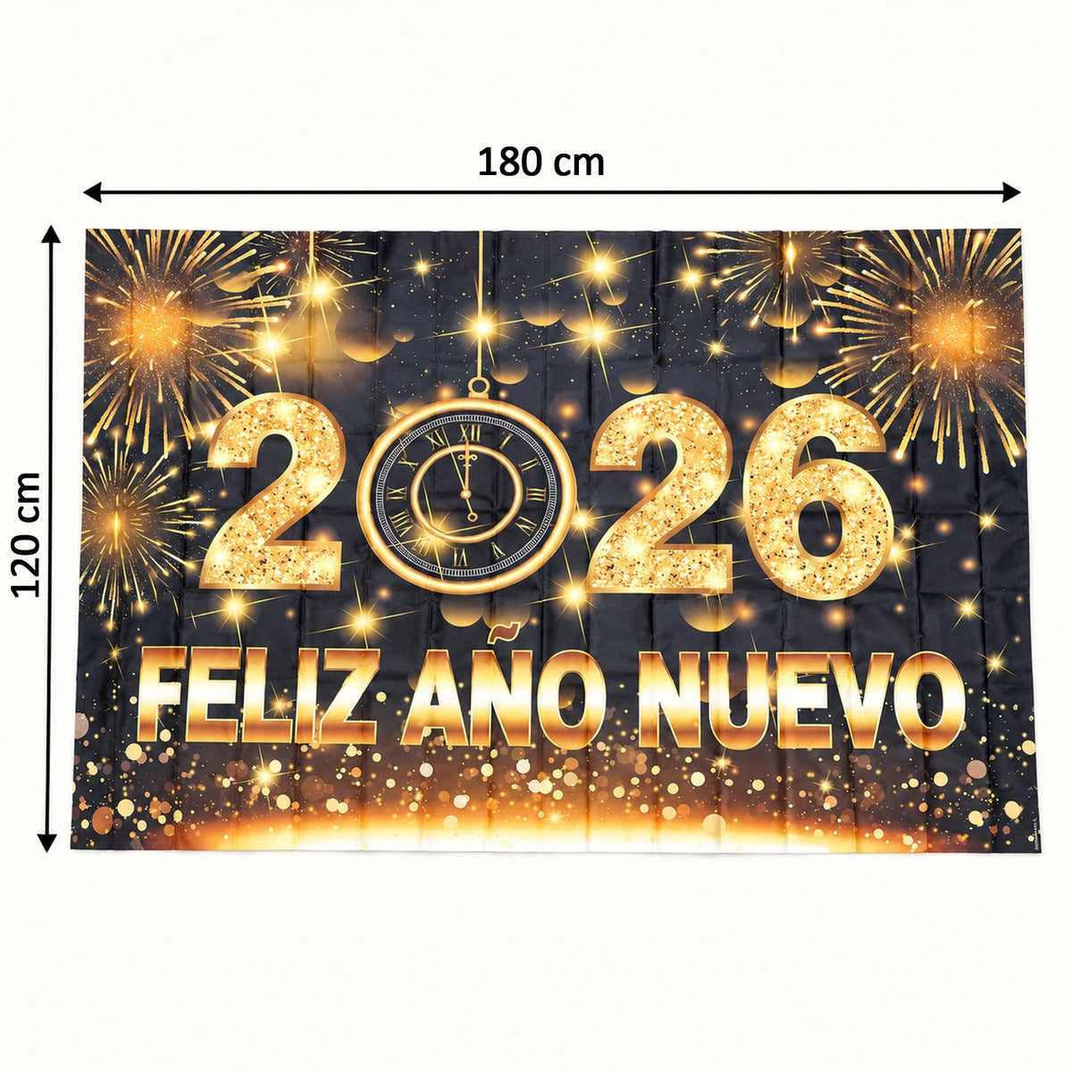 2026 New Year Feliz Ao Nuevo Backdrop Curtain For Party Wall Decor (180x120 Cm)