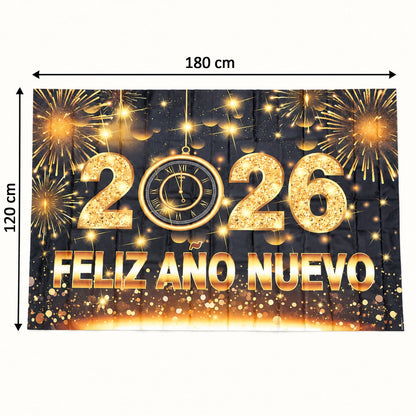 2026 New Year Feliz Ao Nuevo Backdrop Curtain For Party Wall Decor (180x120 Cm)