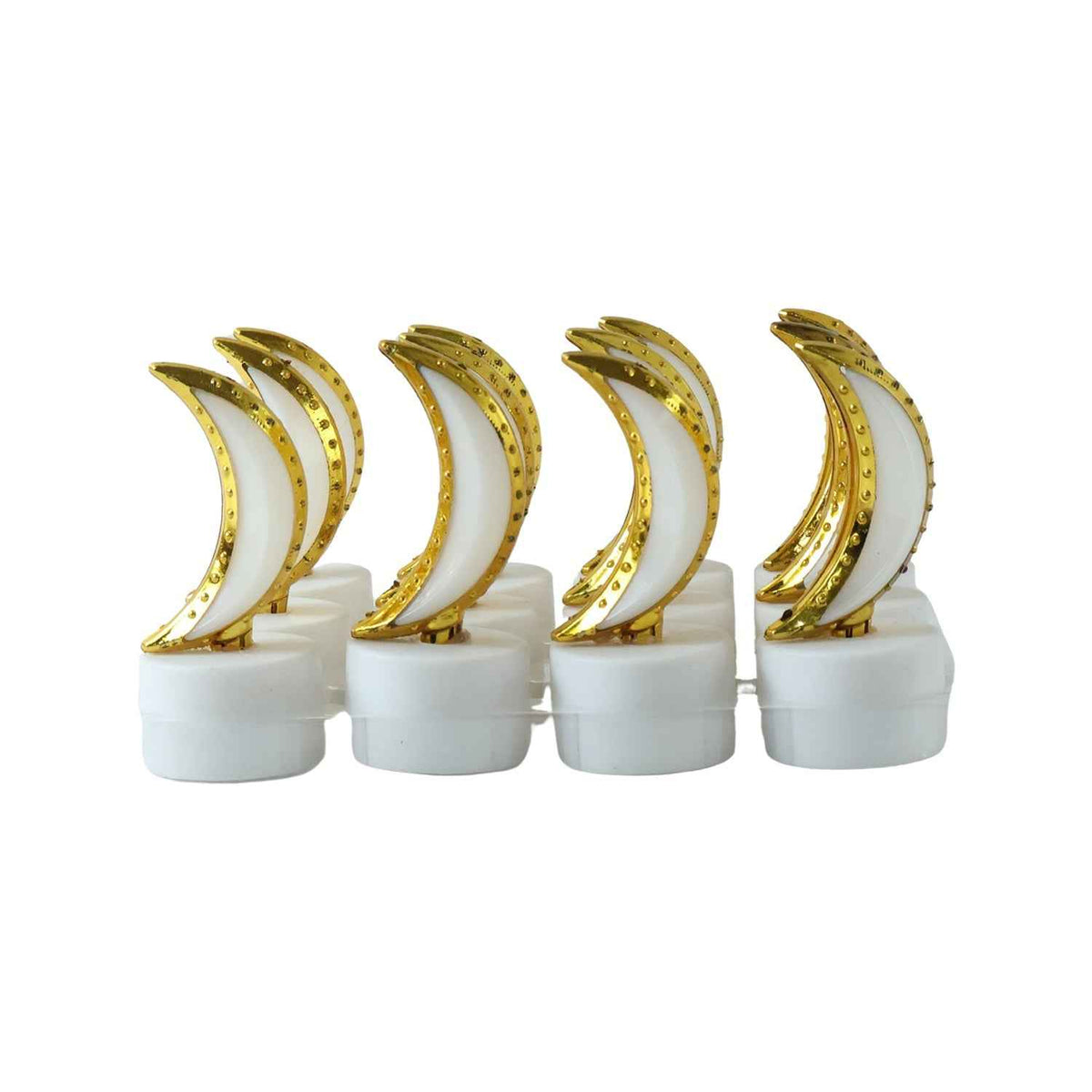 Moon Shape Led Tealight Candle Set Golden Crescent Warm Glow Light (12 Pc)