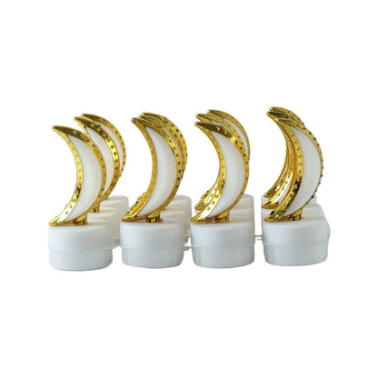 Moon Shape Led Tealight Candle Set Golden Crescent Warm Glow Light (12 Pc)