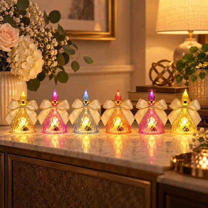 Decorative Flameless Led Candle Lights With Bow For Home Decor (6 Pc Set)