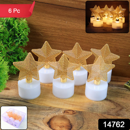 Set Of 6 Decorative Led Star Candles