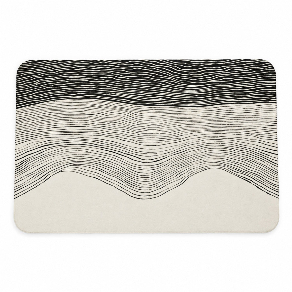 Absorbent Bathroom Mat Abstract Wave Line Print Quick Dry Mat (1 Pc 60x40 Cm)