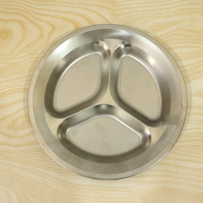 Stainless Steel 3 Compartment Plate For Meals And Snacks (1 Pc 25.5 X 25.5 Cm)